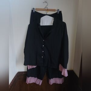 NWOT Black w/Pink ruffles loungewear Sz 0xl